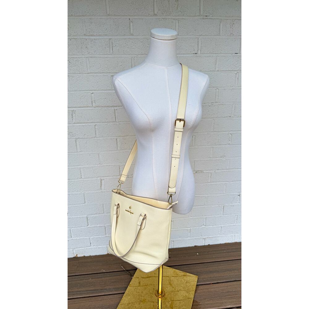 Nanette Lepore Butter Yellow Pebbled Leather Tote Shoulder Crossbody NWOT - Picture 3 of 12